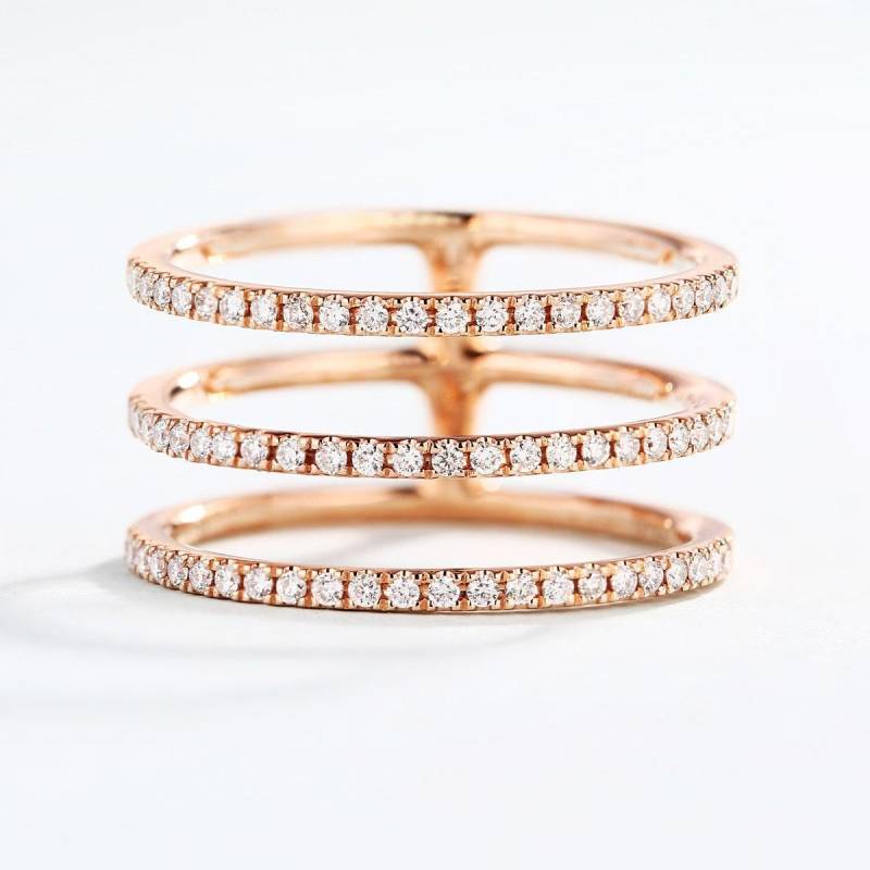 Alternative Multi Row Rose Gold Diamant Ehering Frauen Knuckle Halbe Ewigkeit Band Dainty Pave Diamantring Zarte Versprechen Jahrestag von RingOnly