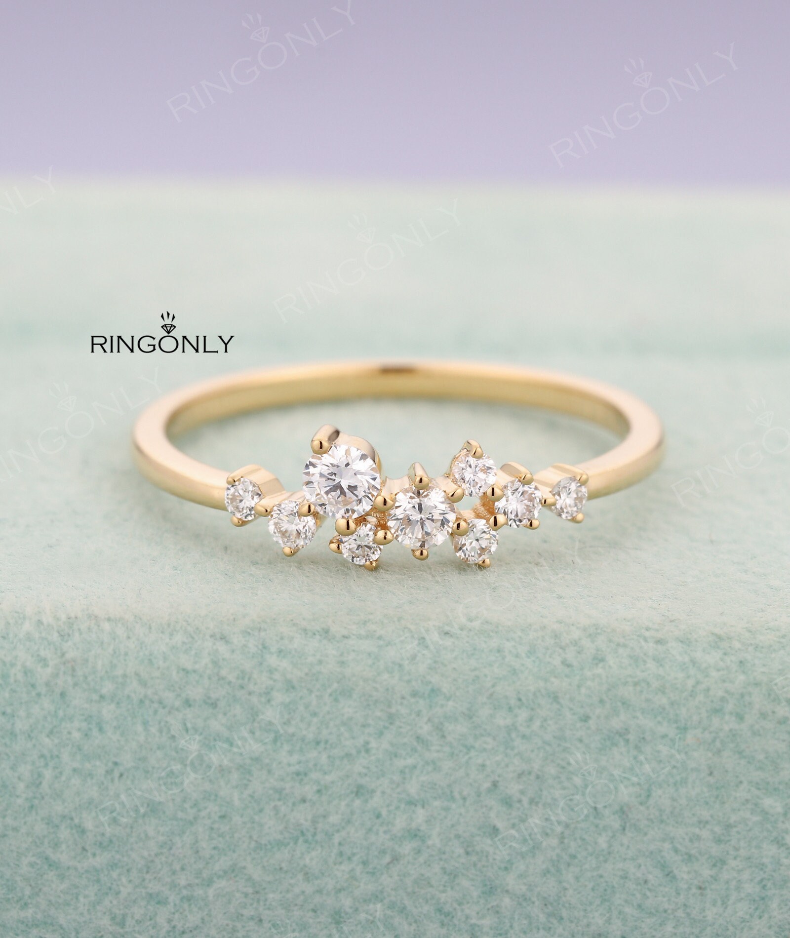 Cluster Verlobungsring Einzigartiger Frauen Hochzeit Diamant Brautring Schmuck Passend Stapeln Versprechen Jahrestag von RingOnly