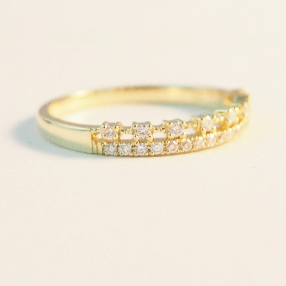 Diamant Ehering Halbe Eternity Band 14K Sliod Gold Dünne Zierliche Stapelring Versprechensring Stapelbare Ringe Zarte Ring von RingOnly