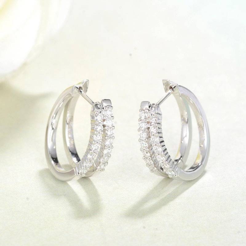 Einzigartige Diamant Verlobung Ohrringe, Runde Hoop 14K Weißgold, Damen Fine Jewelry, Hochzeit Ohrring, Versprechen Ohrring von RingOnly