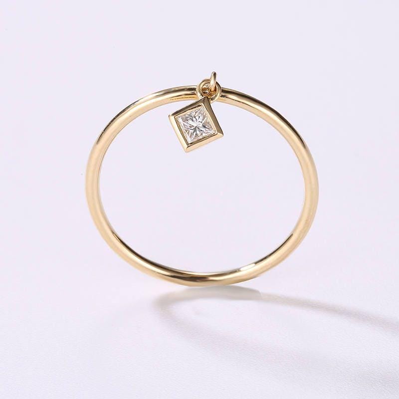 Minimalist Ring 14K Gold Dainty Diamant Einfacher Einzigartiger Princess Cut Zarte Stapeln Dünn Zierlich Versprechen Geschenk Für Frauen Passende von RingOnly