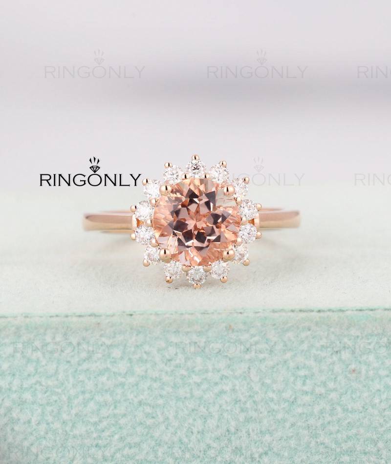Morganit Verlobungsring in Roségold, Moissanite Ehering, Blumen Antiker Einzigartiger Brautring, Schmuckring, Jubiläumsgeschenk Für Sie von RingOnly