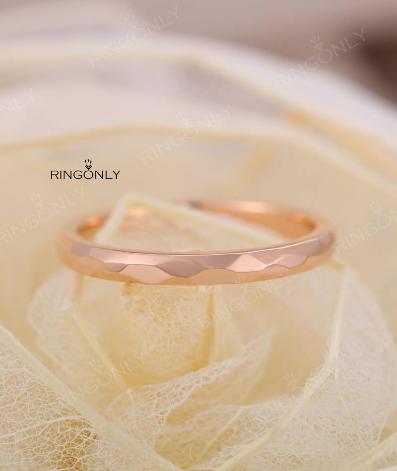 Rose Gold Ehering, Vintage Art Deco Brautring, Schlichter Einzigartiger Stapelring, Passender Ring, Jubiläum von RingOnly