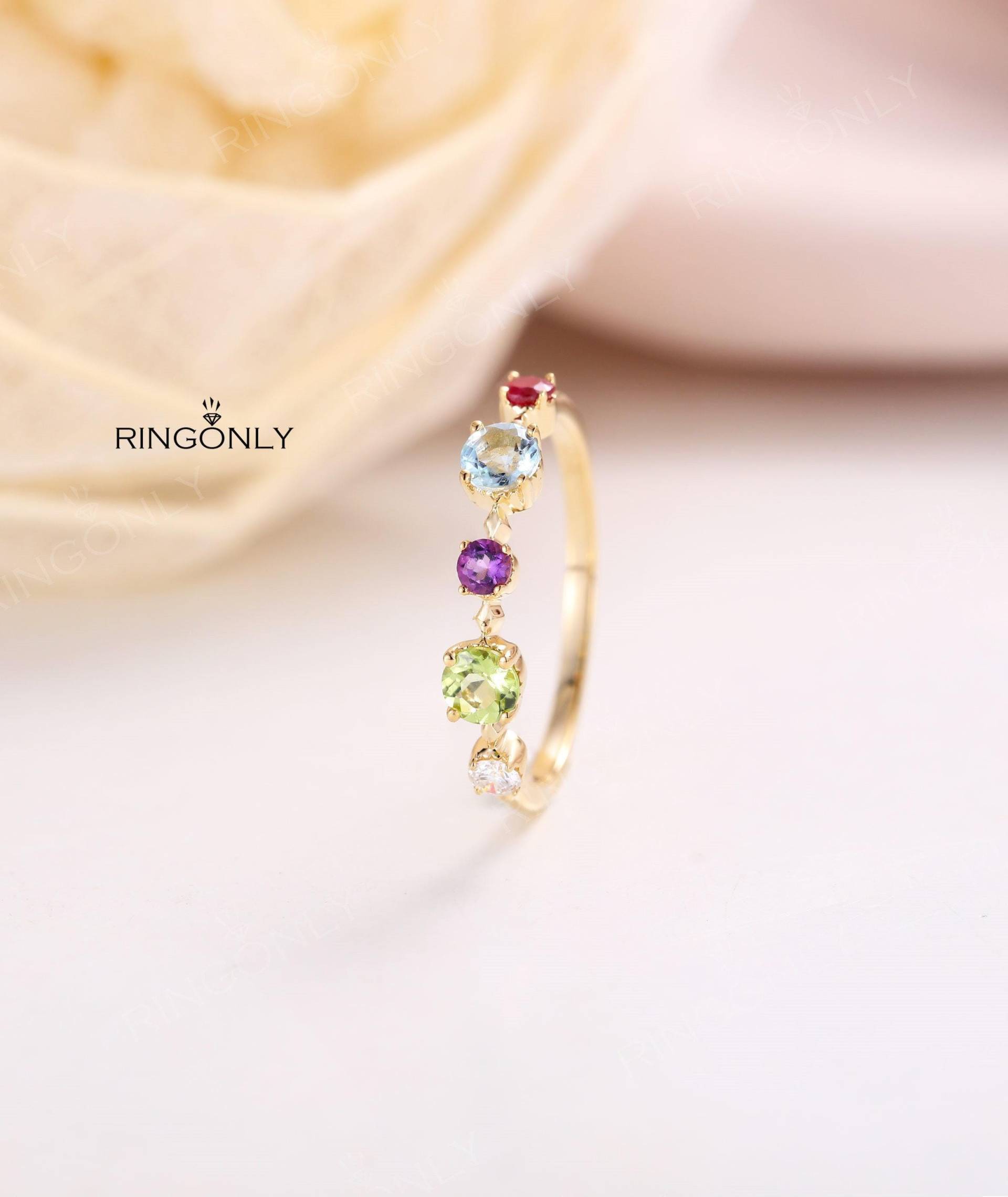 Rose Gold Ring Diamant Peridot Aquamarin Amethyst Rubin Hochzeit Frauen Jahrestag Weihnachten Erntedankfest Geschenk von RingOnly