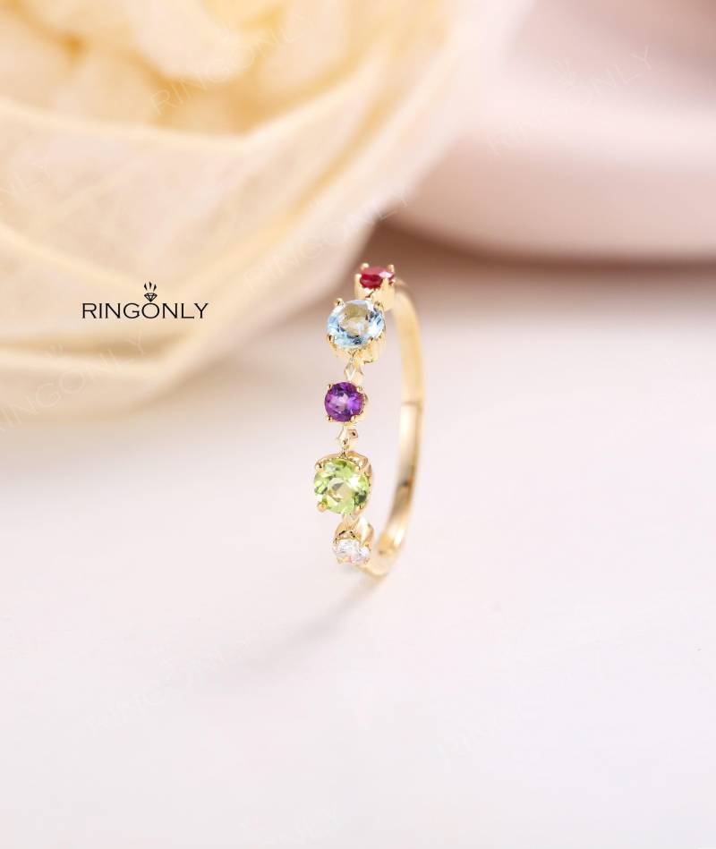 Rose Gold Ring Diamant Peridot Aquamarin Amethyst Rubin Hochzeit Frauen Jahrestag Weihnachten Erntedankfest Geschenk von RingOnly
