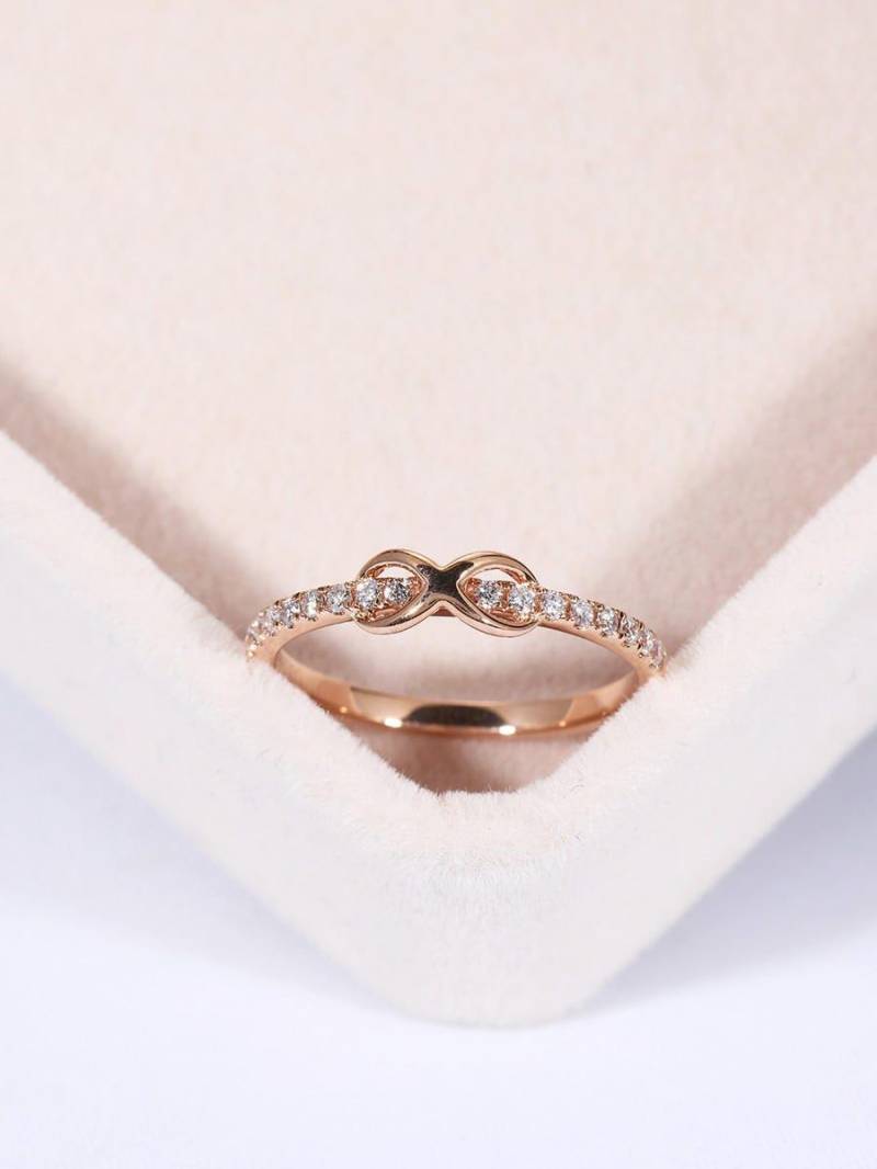 Rosegold Ring Diamant Ehering Infinity Frauen Einzigartige Schmuck Halbe Ewigkeit Micro Pflastern Versprechen Stapelbar Passender Jahrestag Geschenk von RingOnly