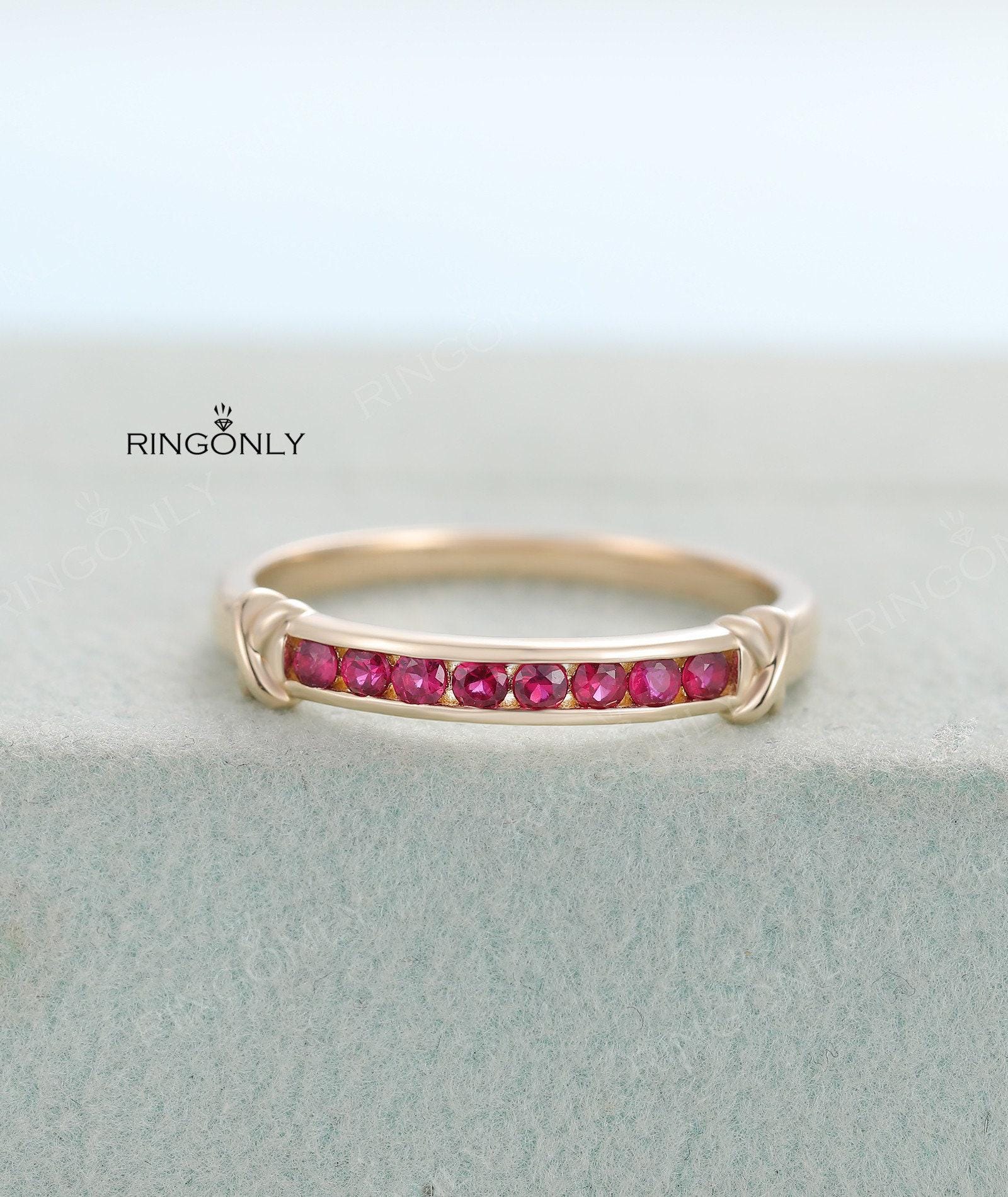 Rubin Verlobungsring Gelbgold Art-Deco Damen Hochzeit Achtstein Brautschmuck Statement Jahrestag Tag von RingOnly