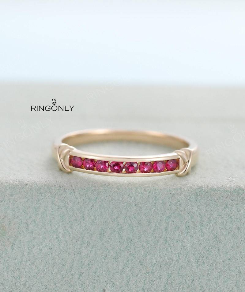 Rubin Verlobungsring Gelbgold Art-Deco Damen Hochzeit Achtstein Brautschmuck Statement Jahrestag Tag von RingOnly