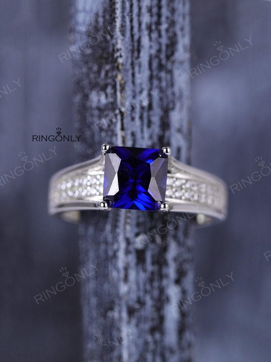 Saphir Verlobungsring Vintage Moissanite Frauen Hochzeit Brautschmuck Versprechen Geburtsstein Jahrestag Halbe Ewigkeit Antik von RingOnly