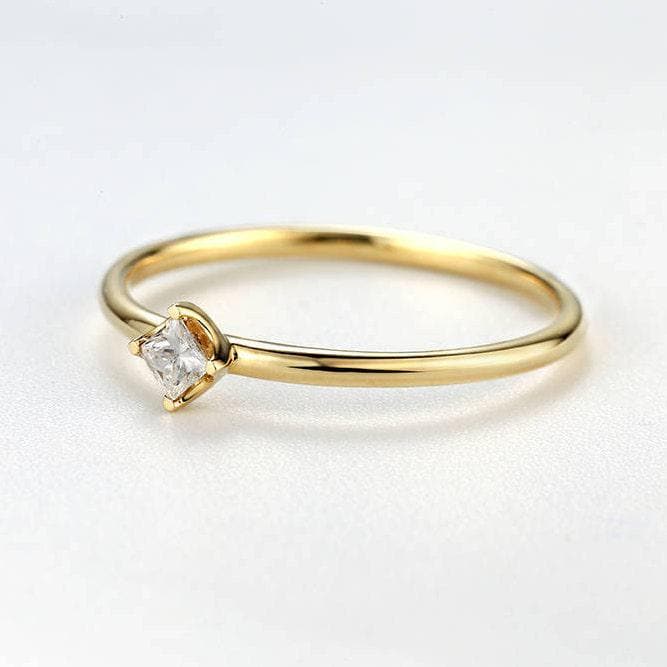 Schlichter Verlobungsring Solitär Prinzessinenschliff 14K Gold Hochzeit Damen Zierlich Minimalistisch Zart Versprechen Jubiläum von RingOnly