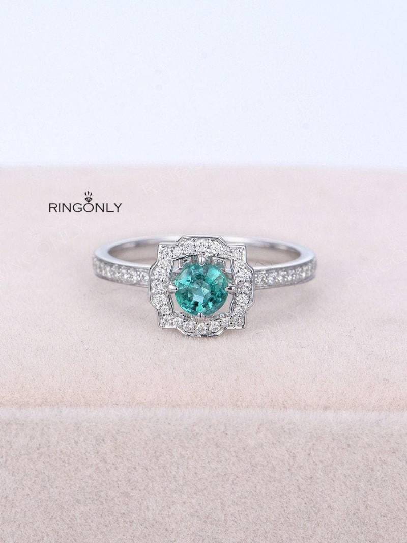 Smaragd Verlobungsring Vintage Frauen Diamant Antik Einzigartig Hochzeit Brautschmuck Jahrestag Halbe Ewigkeit von RingOnly