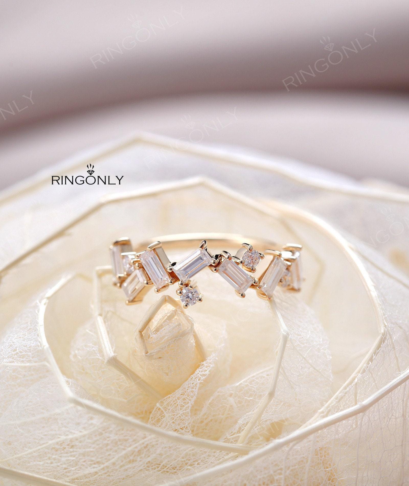Vintage Art Deco Massiv Gelbgold Moissanite Verlobungsring Für Frauen, Die Antiken Brautschmuck Jahrestags-Versprechen Wedding Sind von RingOnly