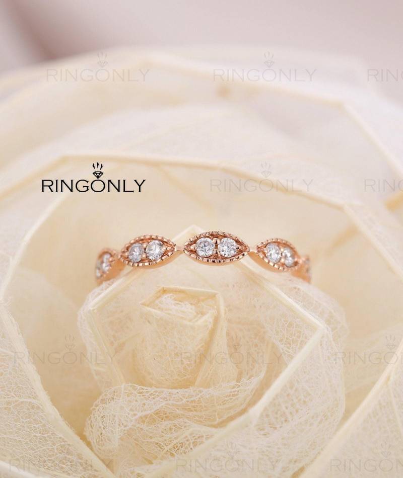Vintage Natural Diamant Art-Deco Zarte Verlobungsring, Rose Gold Für Hochzeit, Einzigartigen Brautschmuck, Jubiläum Versprechen Geschenk Frauen von RingOnly