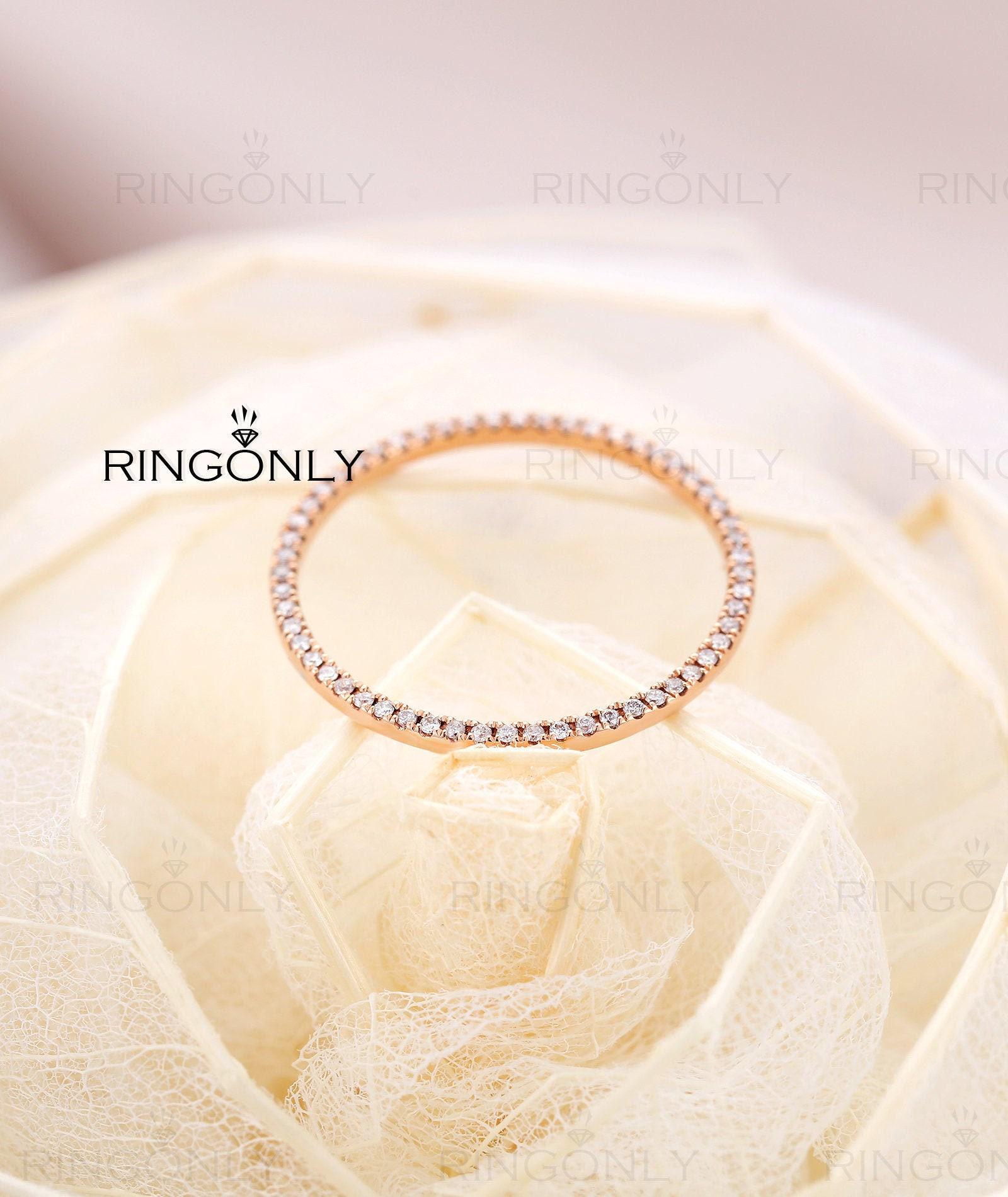 Vintage Natural Diamond Zart Einzigartige Ewigkeit Verlobungsring, Roségold Für Hochzeit, Brautschmuck, Jubiläumsversprechen Geschenk Frauen von RingOnly