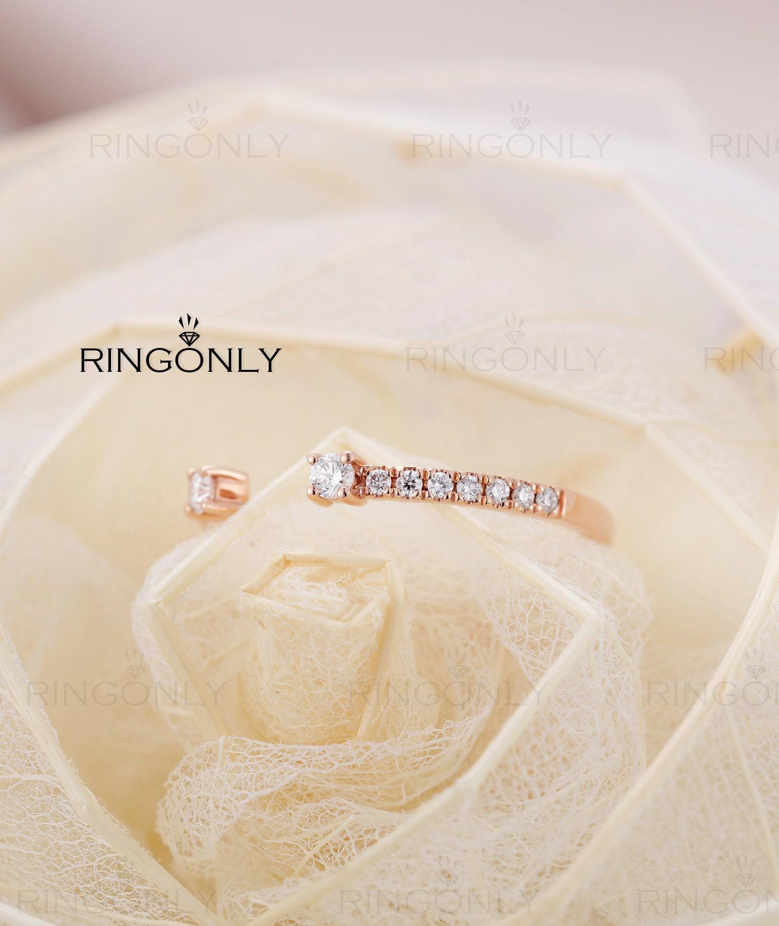 Vintage Zart Separate Naturdiamant Einzigartige Verlobungsring, Roségold Für Hochzeit Brautschmuck, Jahrestag Versprechen Geschenk Frauen von RingOnly