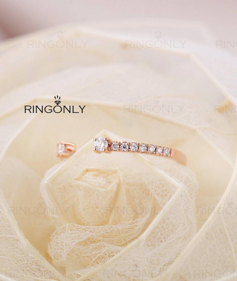 Vintage Zart Separate Naturdiamant Einzigartige Verlobungsring, Roségold Für Hochzeit Brautschmuck, Jahrestag Versprechen Geschenk Frauen von RingOnly