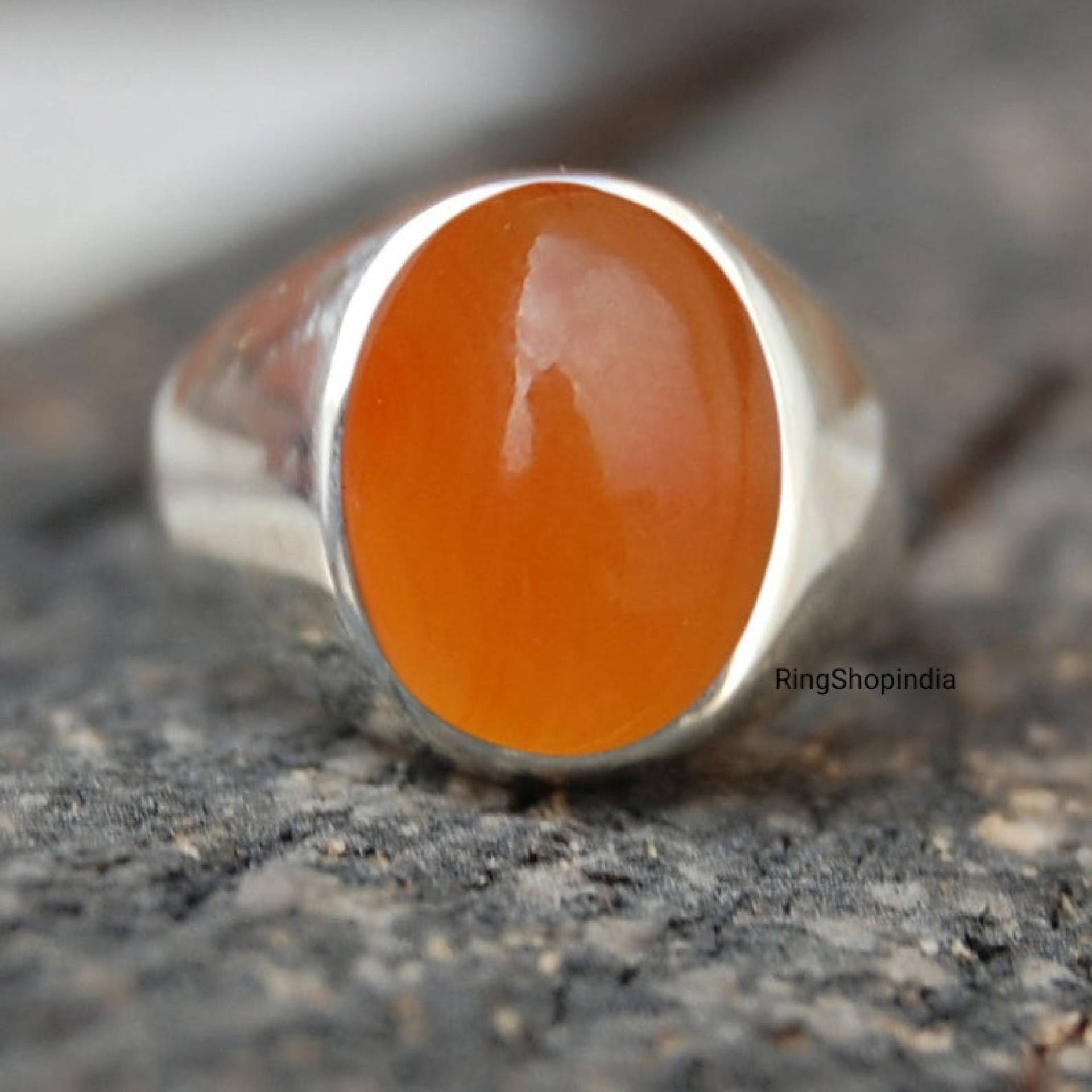 925 Solid Sterling Silber Orange Karneol Stein Ring Für Frauen, Oval Form Edelstein Ring, 22K Gold Fill Geschenk Partner von RingShopIndia