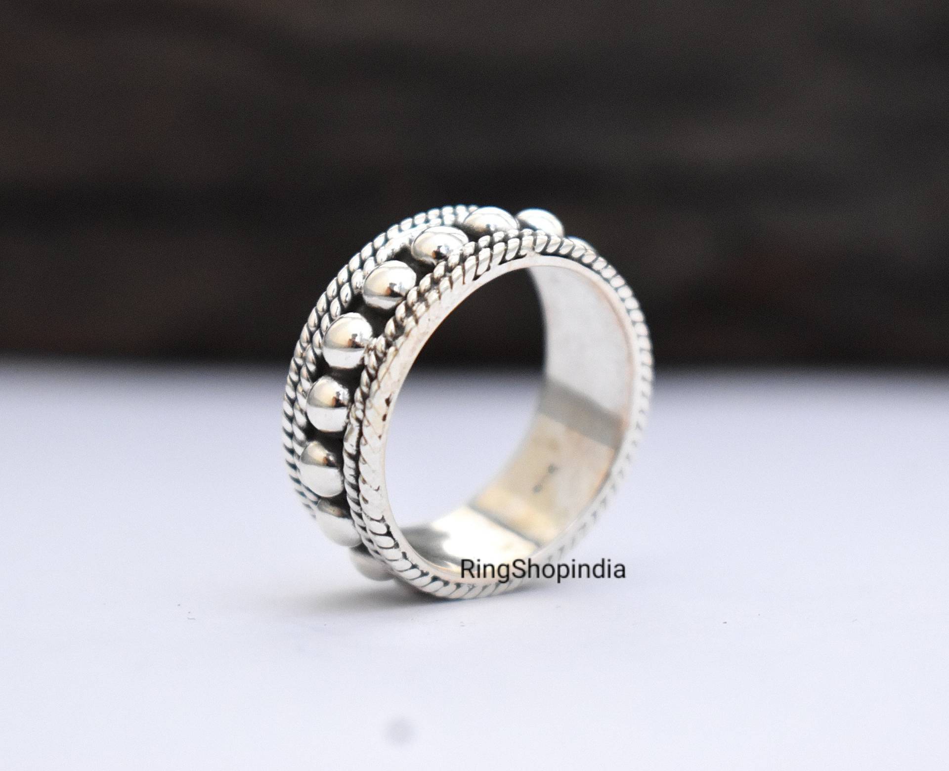 925 Sterling Silber Ring, Handgemachter Spinner Frauen Ring von RingShopIndia