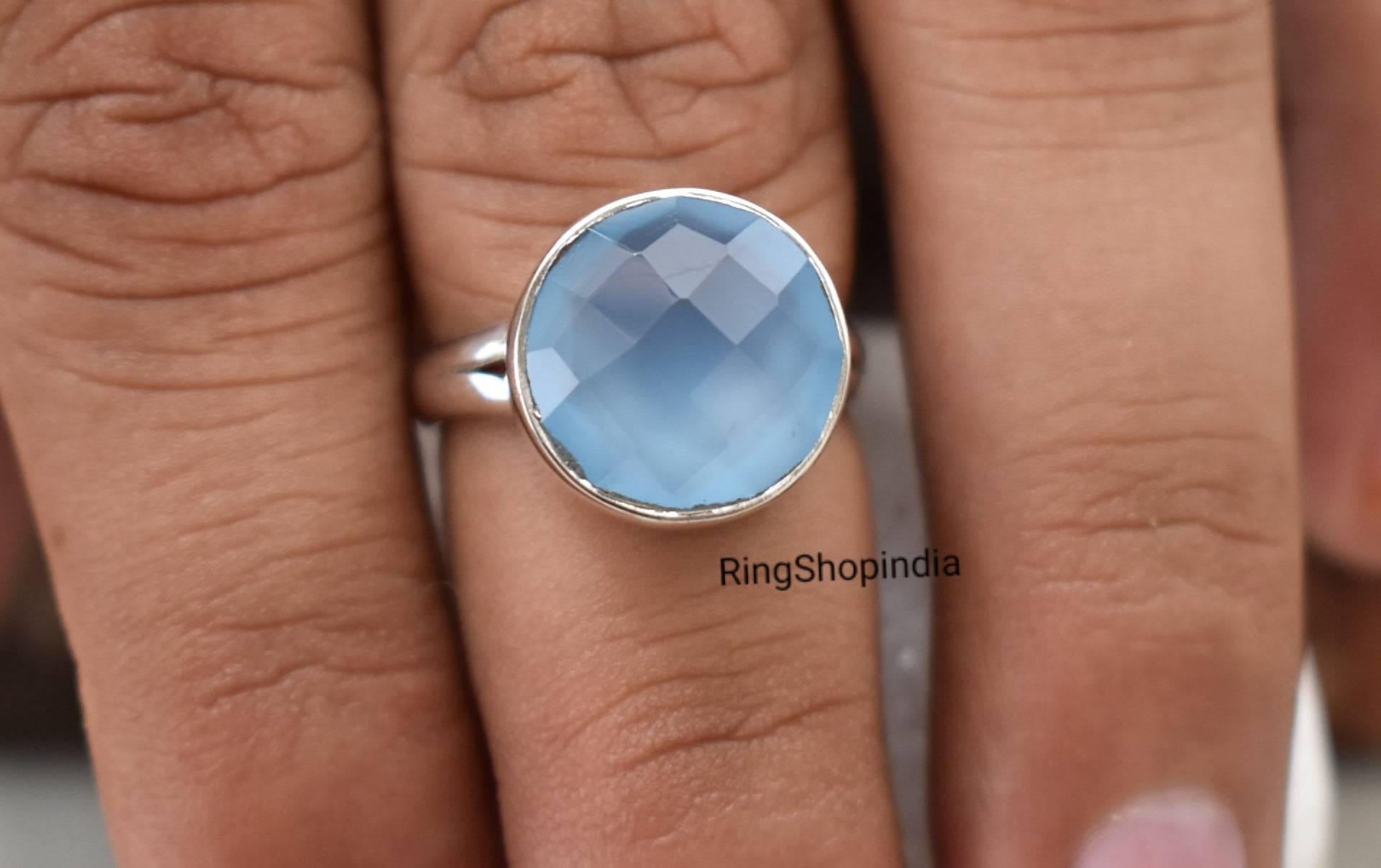 Chalcedon Ring, Frauen 925 Sterling Silber Edelstein Handgemachter Statement Geschenk Für Partner von RingShopIndia