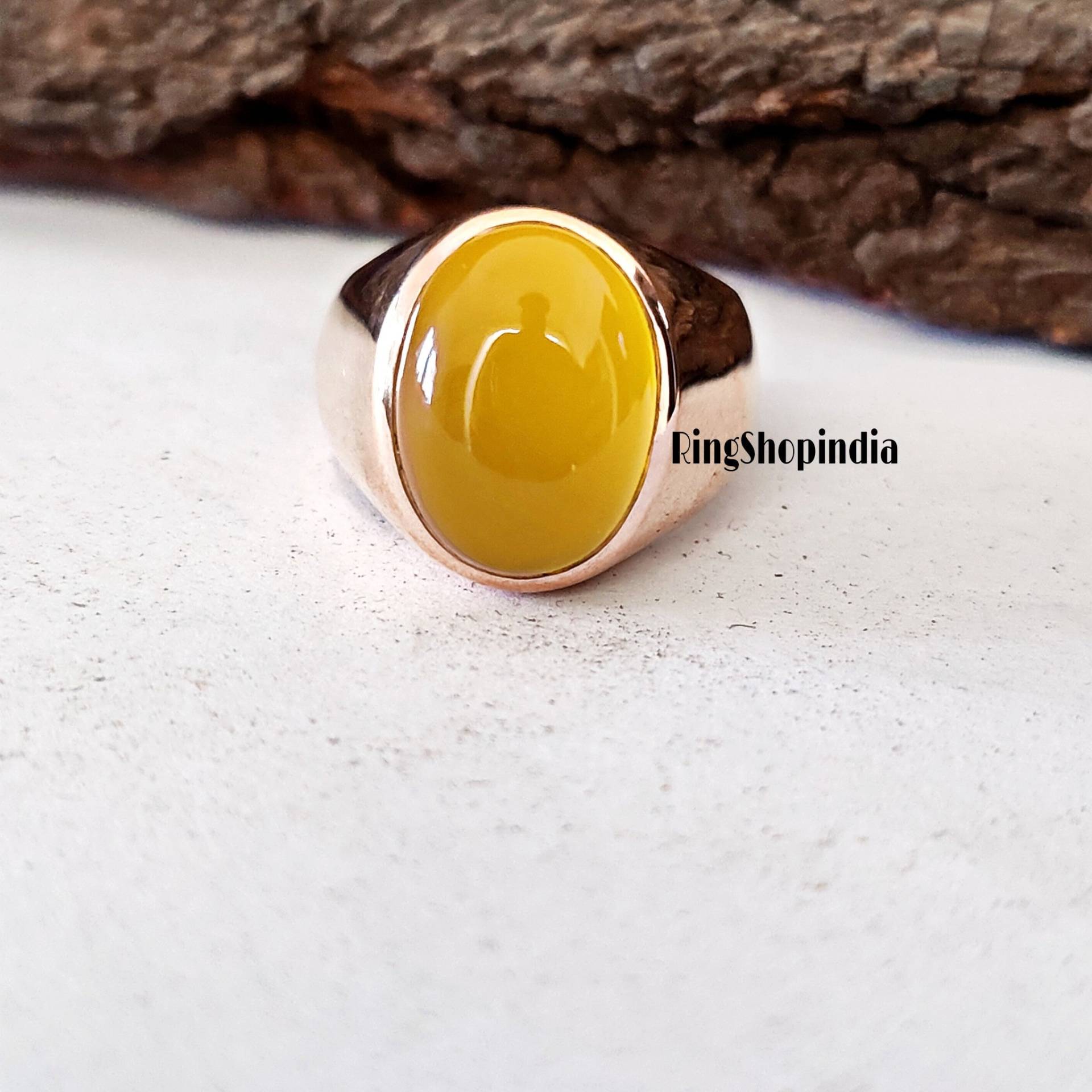 Mango Chalcedon Ring, Signet Frauen Herren 925Er Sterling Silber Statement Geschenk Ring von RingShopIndia