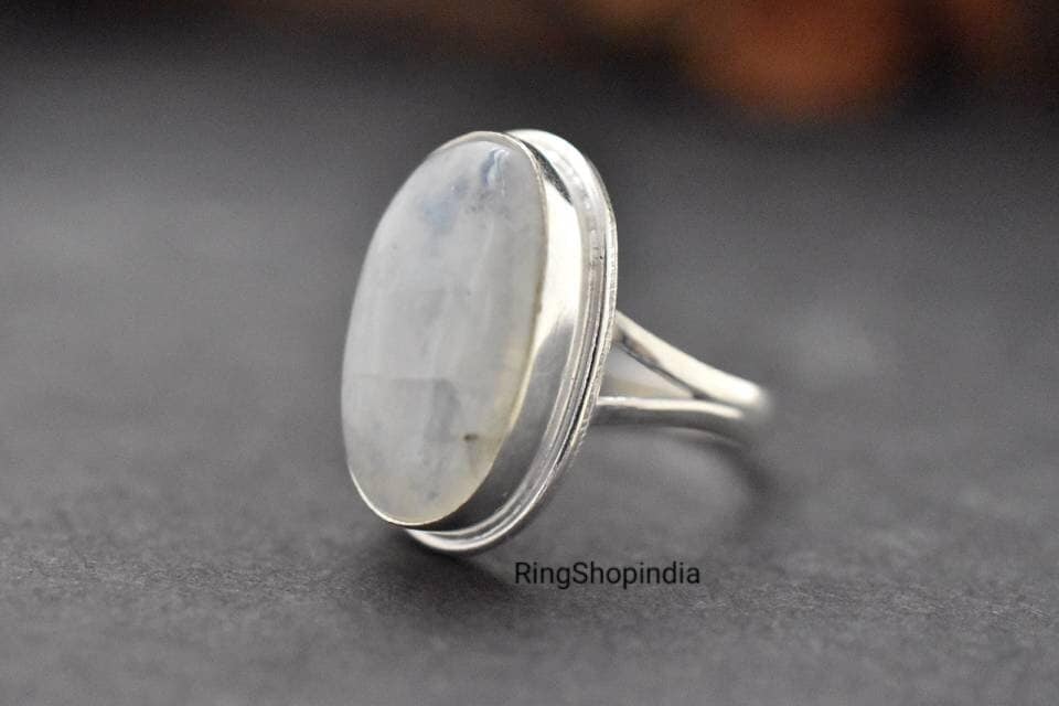 Mondstein Ring, Damen 925Er Sterling Silber Statement Handgemachter Schmuck, Edelstein Geschenk Ring von RingShopIndia