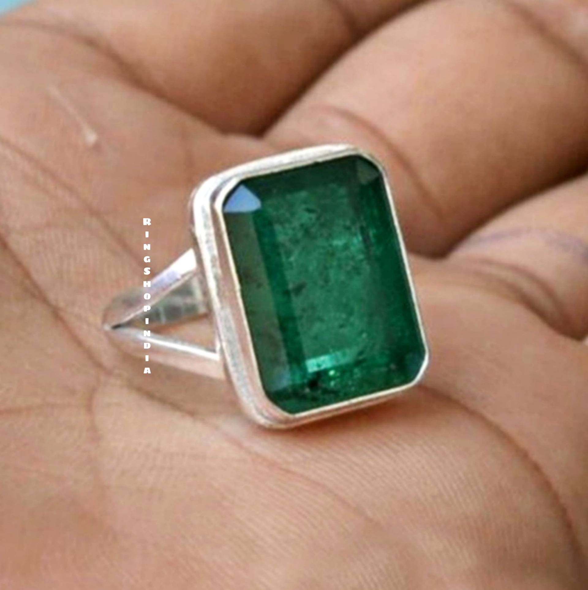Natürlicher Smaragd Ring, 925 Sterling Silber Frauen Herren Edelstein, Geburtsstein Geschenk Ring von RingShopIndia