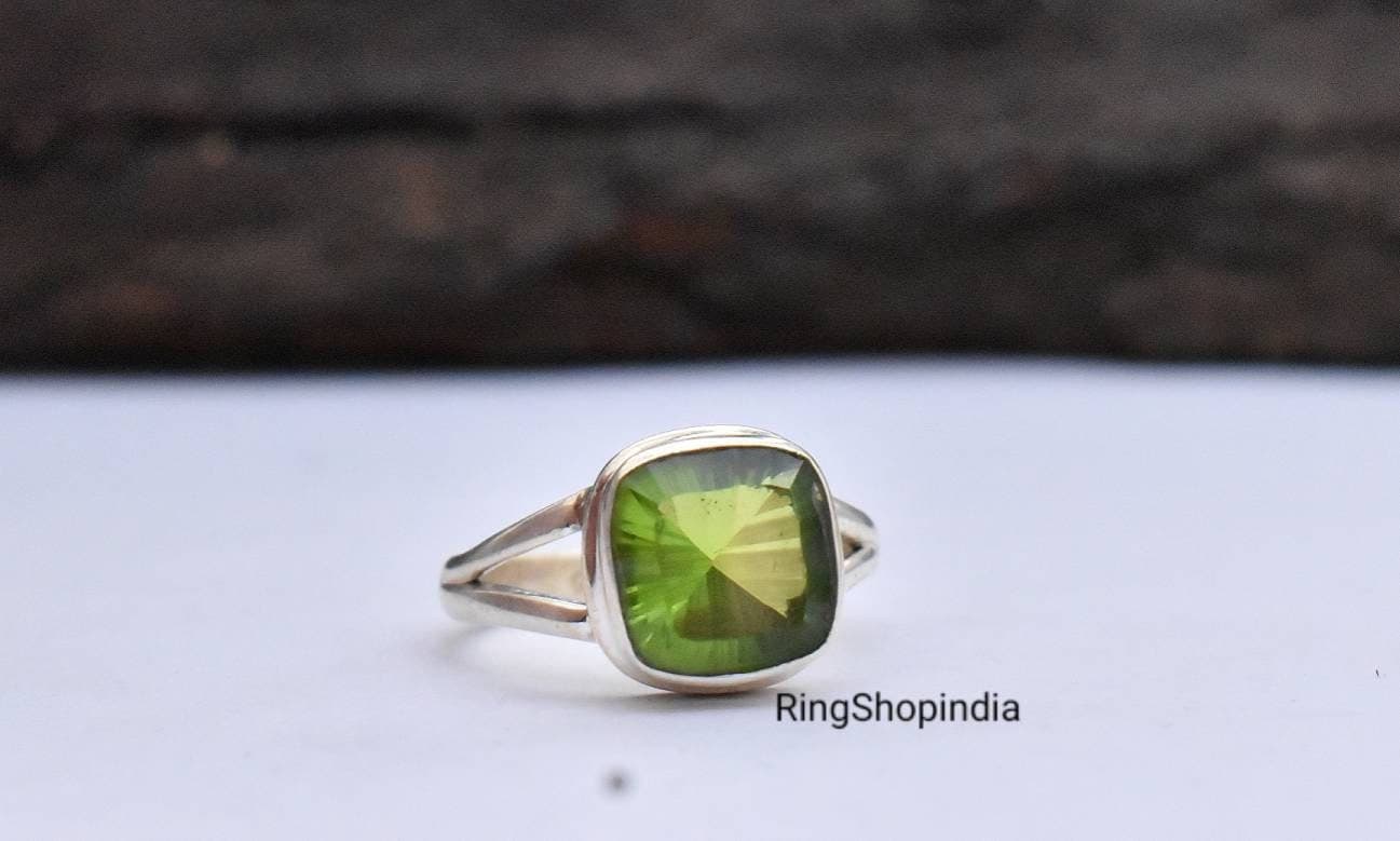 Peridot Ring, Damen 925 Sterling Silber Edelstein Handgemachter Statement Geschenk Für Partner von RingShopIndia