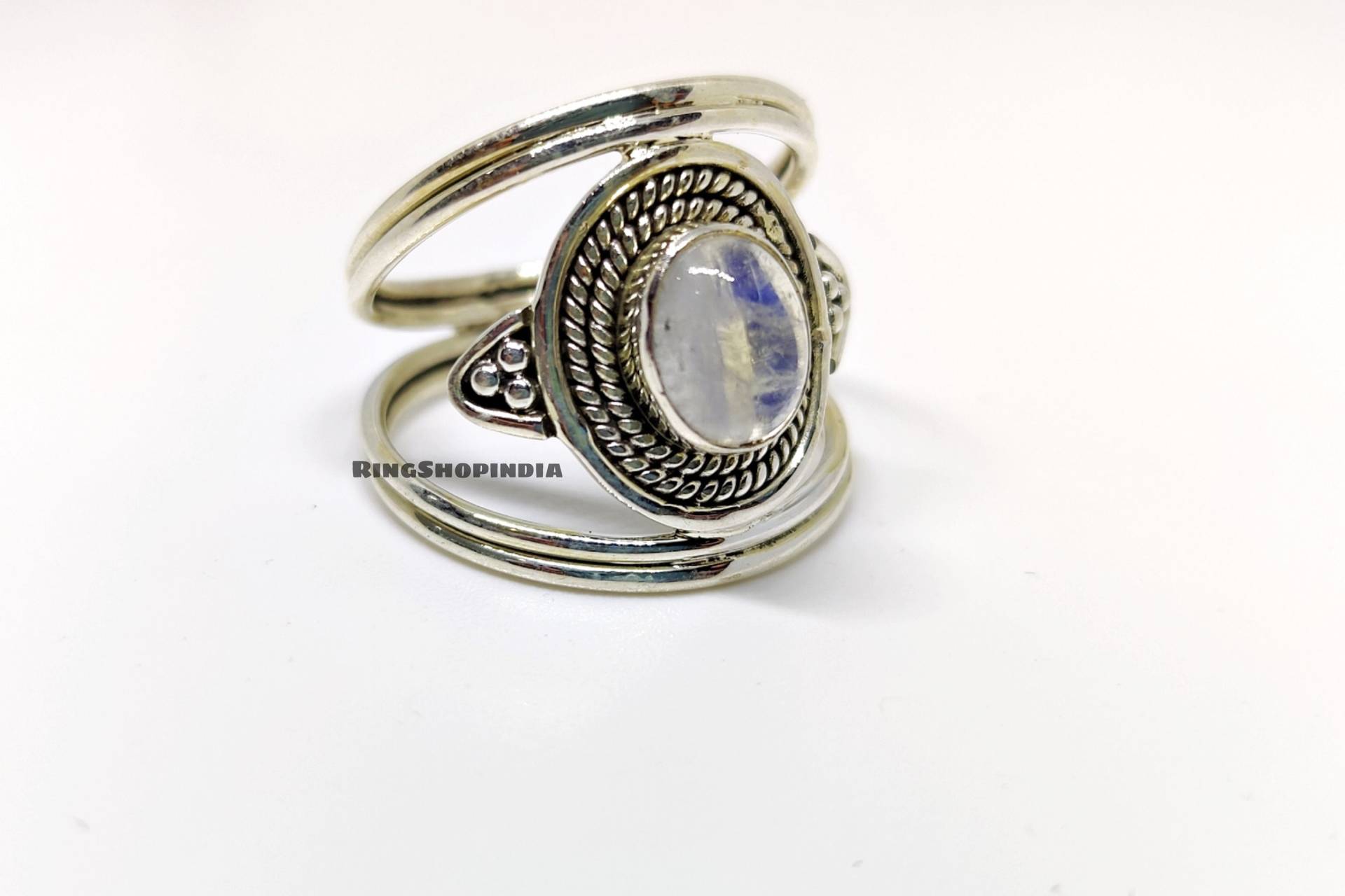 Regenbogen Mondstein Ring, Wunderschöner Damen 925 Silber Schmuck, Edelstein Handgemachter Geschenk Für Sie von RingShopIndia