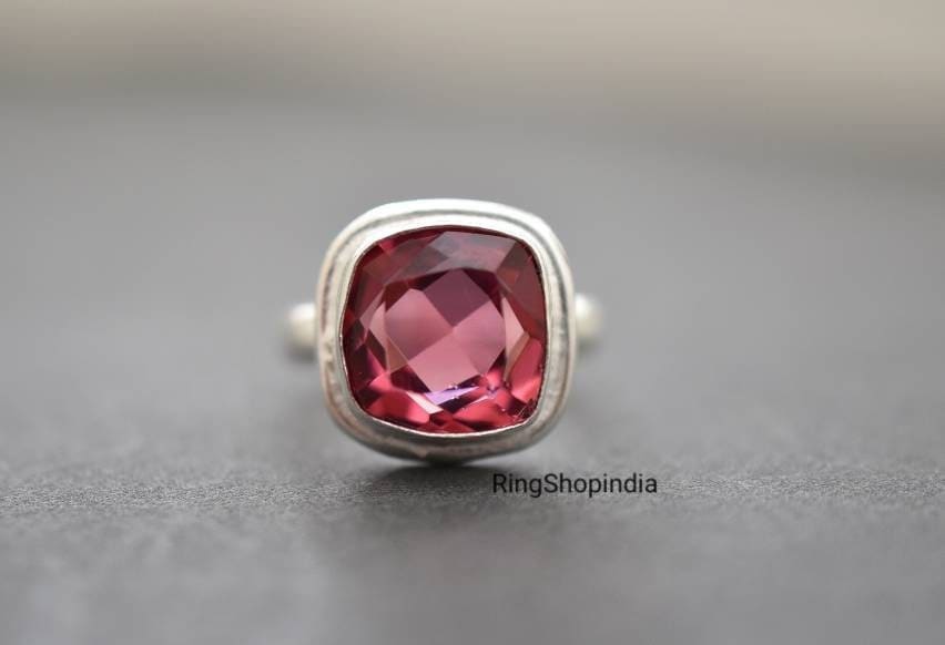 Rosa Turmalin Stein Ring, 925 Sterling Silber Frauen Handgemachter Edelstein Schmuck, Ring Geschenk Für Partner von RingShopIndia