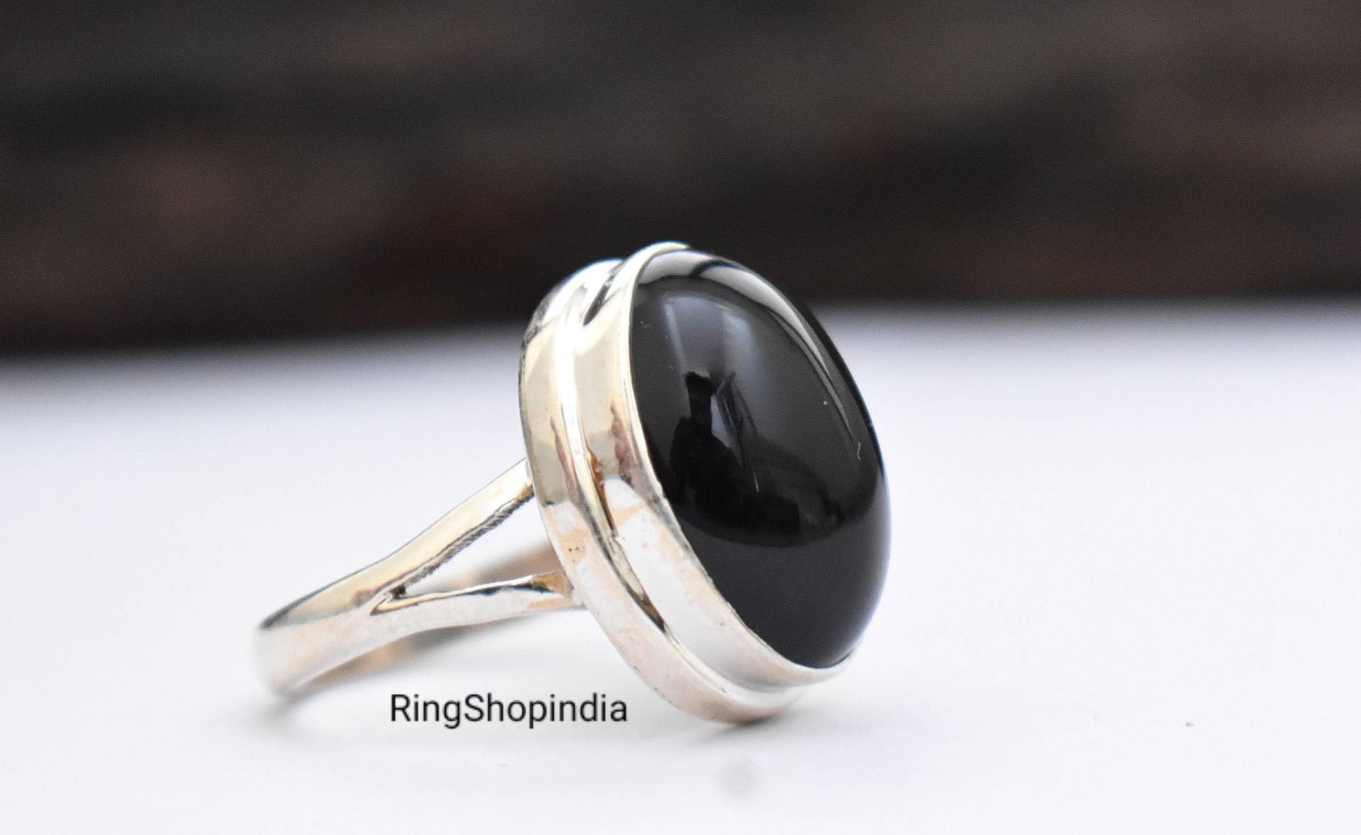 Schwarzer Onyx Ring Für Frauen, 925 Sterling Silber Männer, Handgemachter Edelstein Versprechen Ring, Statement Ringe, Geschenk Für Partner von RingShopIndia