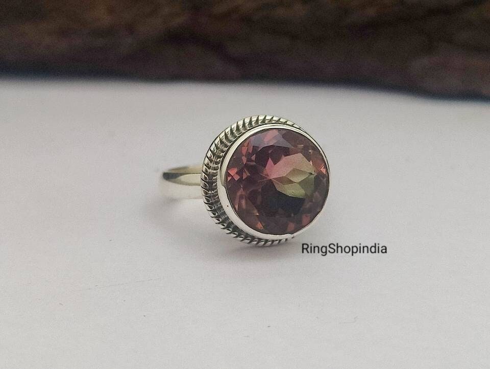 Wassermelone Turmalin Stein Ring, 925 Sterling Silber Ring Für Frauen, Handgemachte Zierliche Edelstein Jahrestag Geschenk Für Partner von RingShopIndia