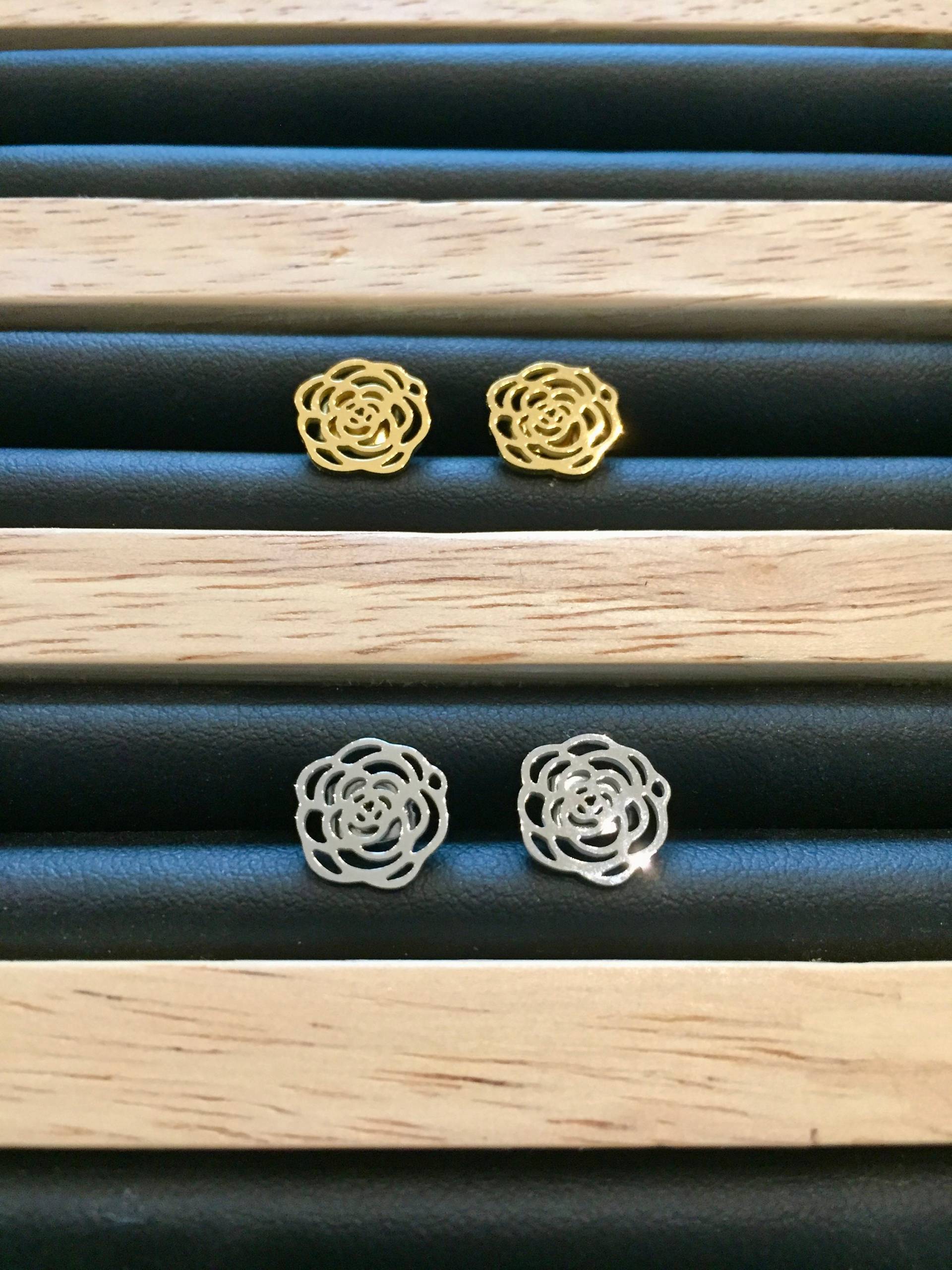 Blumen-Ohrstecker V. Ringdrossel, Gold Oder Silber, Edelstahl, Für Mädchen&damen, Blüte, Natur von Ringdrossel