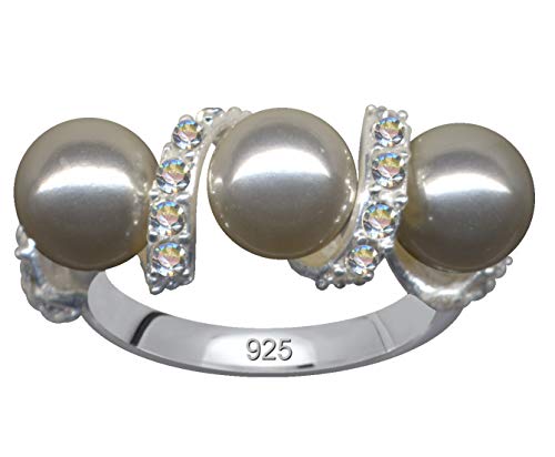 RING mit Perlen/Echt Silber 925 / Jugendstil/Online Schmuck Shop preiswert kaufen/Glaube Hoffnung Emotion Symbol Motiv Stil Objekt extravagant gut schön modisch weiss klar von Ringe 925 Silber