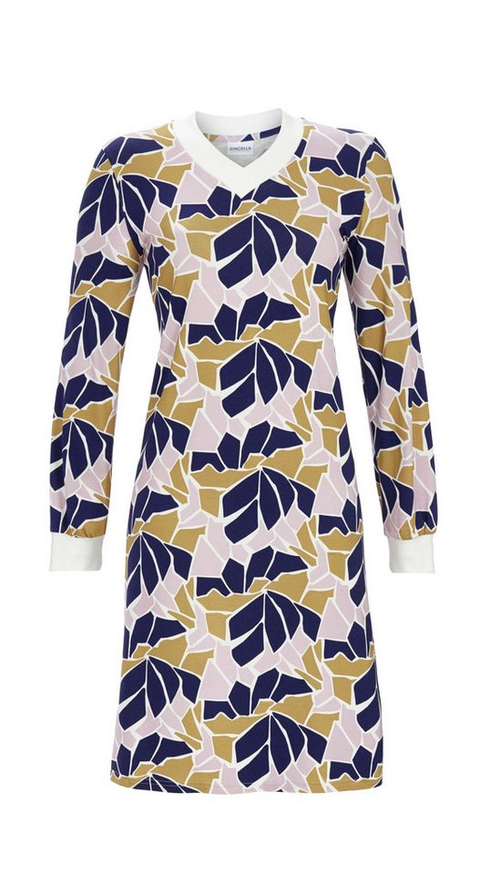 Ringella Nachthemd im Abstraktdessin und mit weichen Strickbündchen aus 100% Baumwolle von Ringella