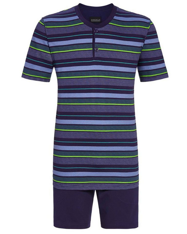 Ringella Pyjama Herren Kurzarm 'Stripes' 4241301, Marine Blau von Ringella