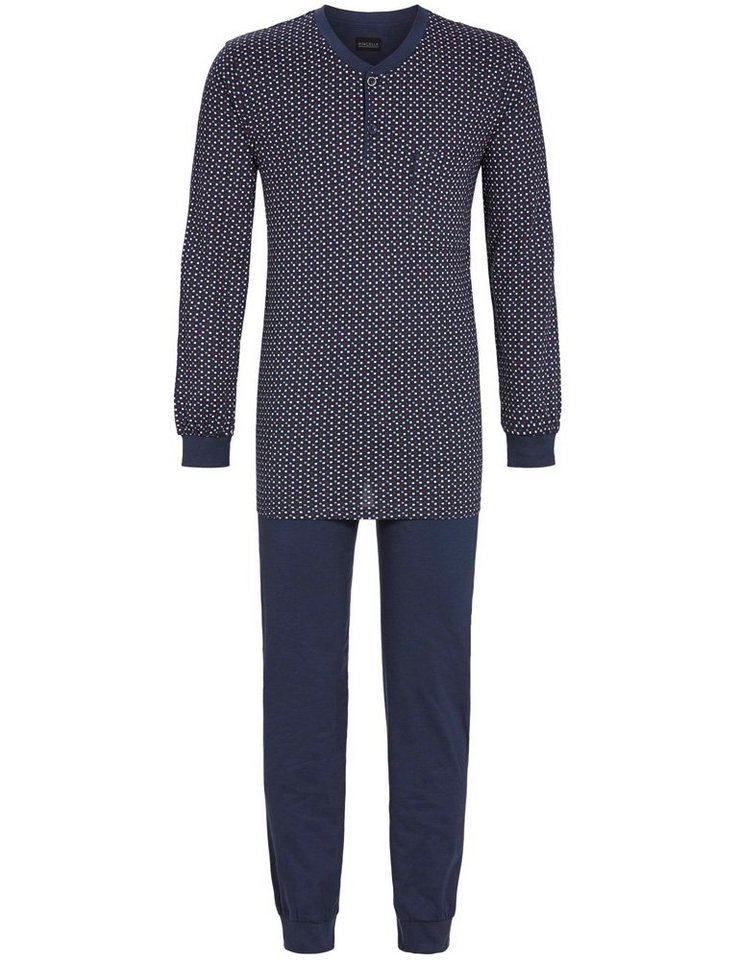 Ringella Pyjama Herren Schlafanzug 1541212 - Marine, Langarm V-Ausschnitt von Ringella