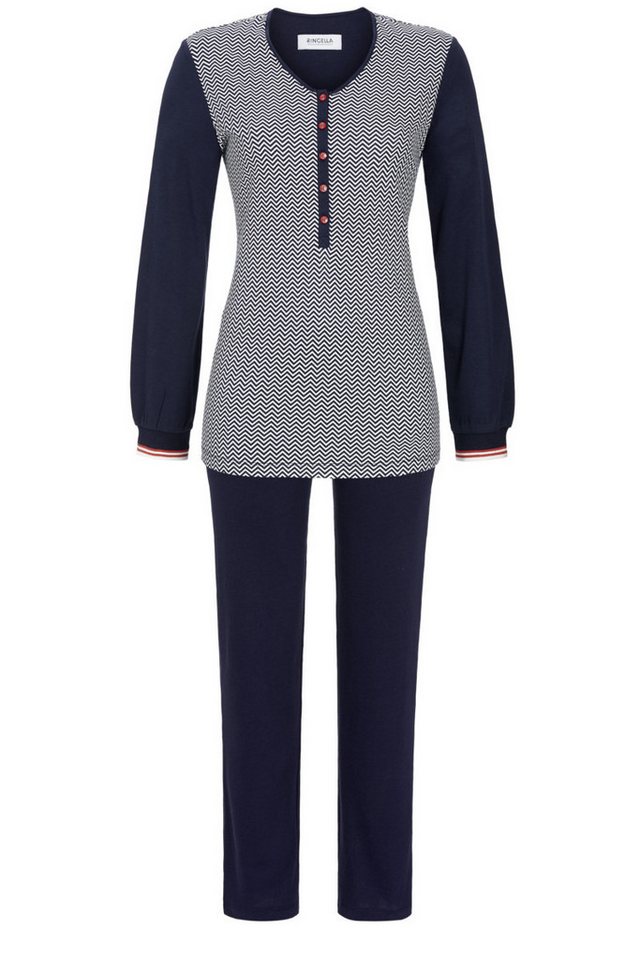 Ringella Pyjama Schlafanzug mit langer Knopfleiste und Langarm mit schmalen Bündchen (2 tlg) aus 100% Baumwolle von Ringella