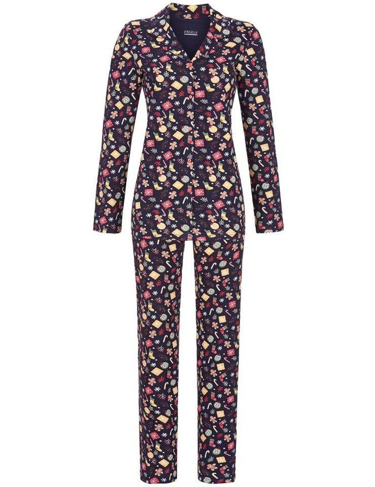 Ringella Pyjama Damen Langarm 'Christmas Time' 2511253, Night von Ringella