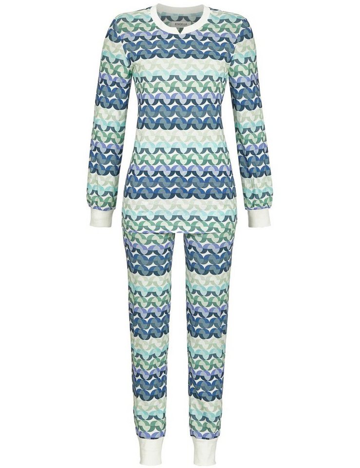 Ringella Pyjama RINGELLA Damen Langarm Pyjama 'Geometric' mit Stri von Ringella