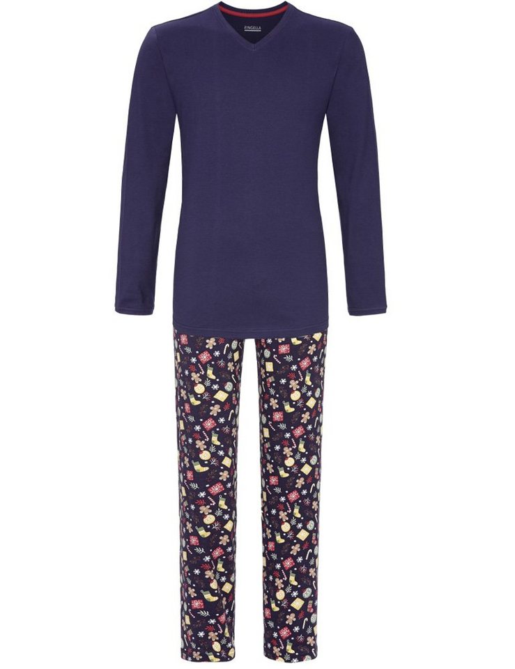 Ringella Pyjama Herren Langarm 'Happy Christmas' 2541227, Night von Ringella