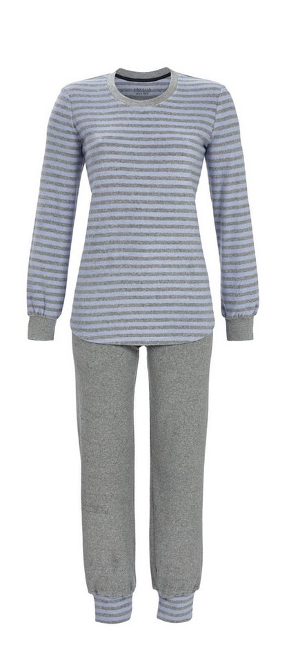 Ringella Pyjama aus Stretchfrottee mit geringeltem Oberteil und Bündchen von Ringella