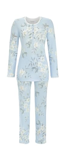 Ringella Pyjama mit Knopfleiste und Blumendessin Farbe horizont, Größe 42 von Ringella