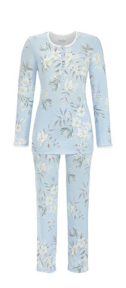 Ringella Pyjama - Schlafanzug mit Knopfleiste und Blumendessin von Ringella