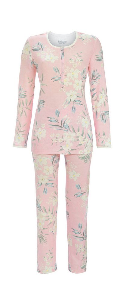 Ringella Pyjama - Schlafanzug mit Knopfleiste und Blumendessin von Ringella
