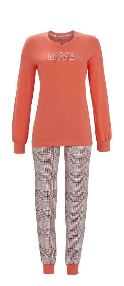 Ringella Pyjama - Schlafanzug mit Strickbündchen und karierter Hose von Ringella