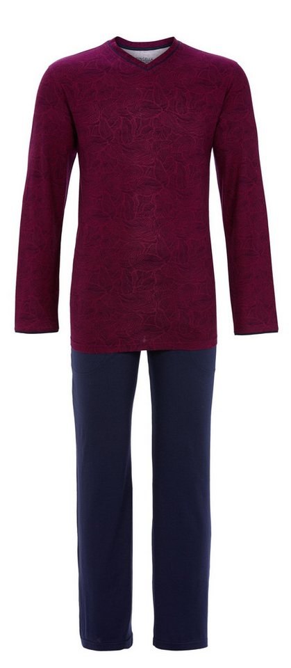 Ringella Pyjama mit V-Ausschnitt und fein gemustertem Oberteil mit Kontrastpaspel-Details von Ringella