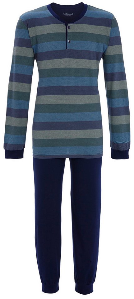 Ringella Schlafanzug Herren Pyjama lang mit Bündchen (2 tlg) Baumwolle von Ringella