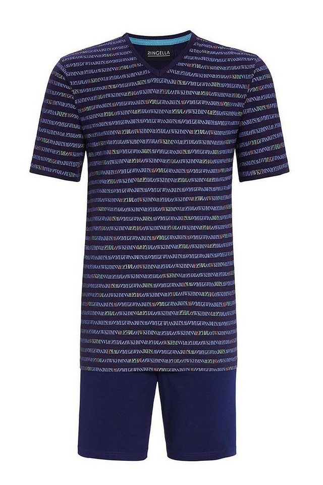 Ringella Shorty Men Herren Pyjama Kurzarm Zweiteiler mit V-Ausschnitt 100% Baumwolle von Ringella