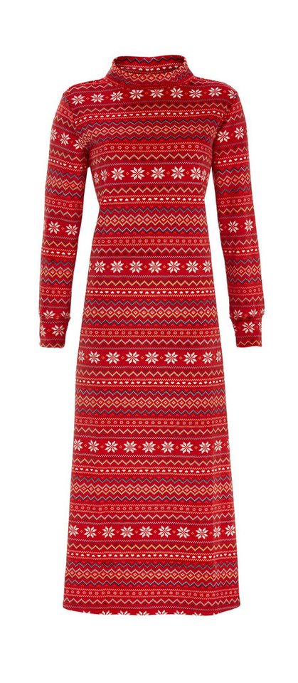 Ringella Sweatkleid Hauskleid aus Nicki-Velours mit Stehkragen Nordisches Allover-Muster von Ringella