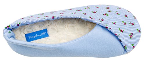 Ringelsuse Hausschuhe für Damen Damenhausschuhe Größe 37 38 Blau Blumen Streifen Baumwolle Fairtrade von Ringelsuse
